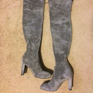 Kaitlyn Pan Microsuede Thigh High Heels
